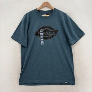 Dickies Shirt Mens Medium Blue Logo Graphic Crewneck Tee Tagless Workwear NWT